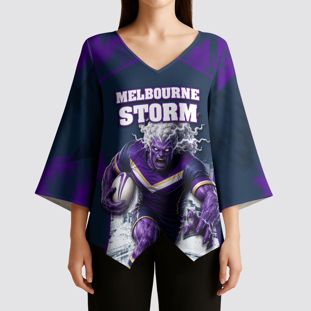 Personalised Sharks Rugby Kimono Sleeve Blouse Storm Monster Mascot City Skyline 3D Graphic