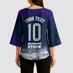 Personalised Sharks Rugby Kimono Sleeve Blouse Storm Monster Mascot City Skyline 3D Graphic