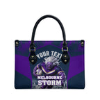 Personalised Sharks Rugby Leather Bag Storm Monster Mascot City Skyline 3D Graphic