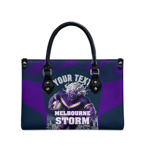 Personalised Sharks Rugby Leather Bag Storm Monster Mascot City Skyline 3D Graphic