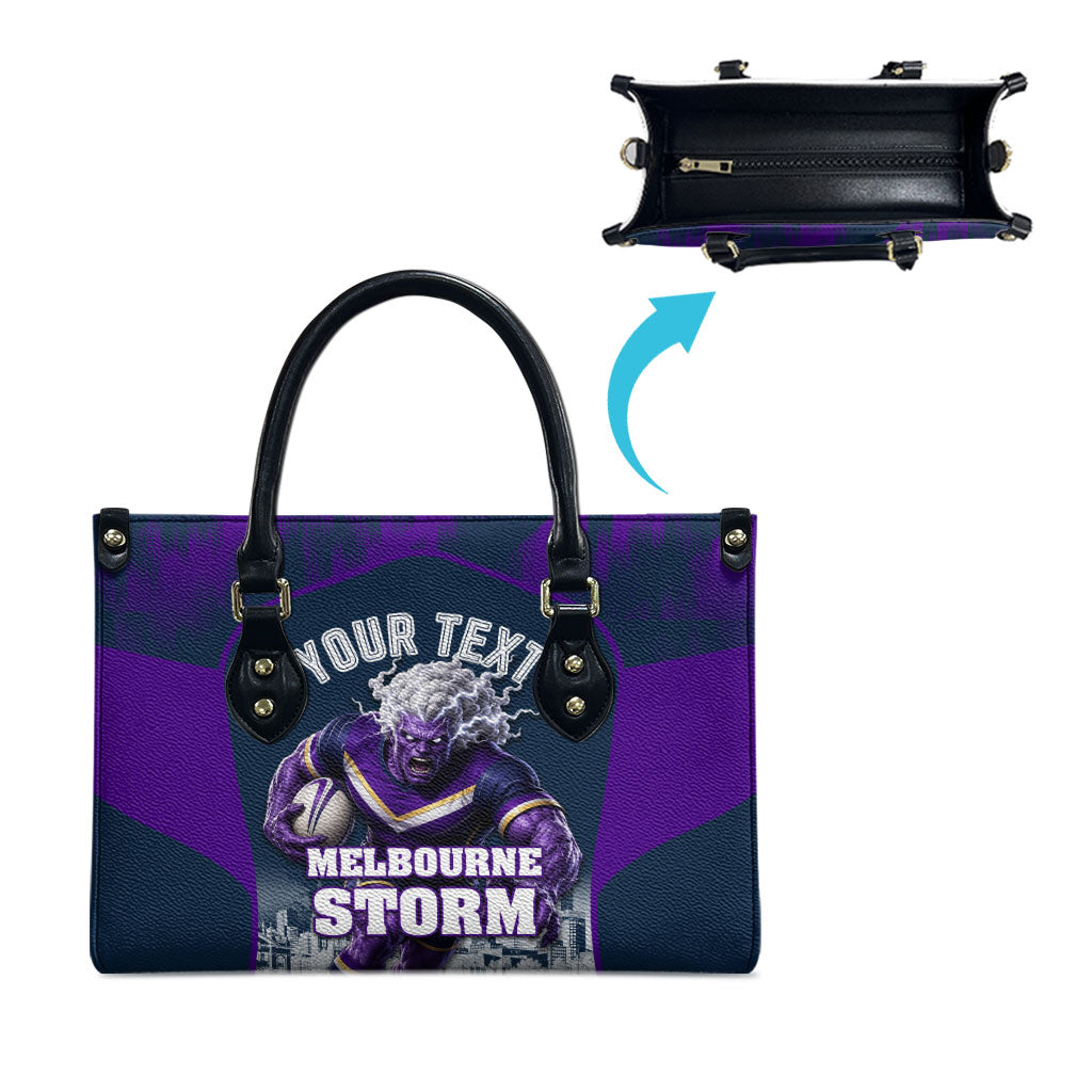 Personalised Sharks Rugby Leather Bag Storm Monster Mascot City Skyline 3D Graphic