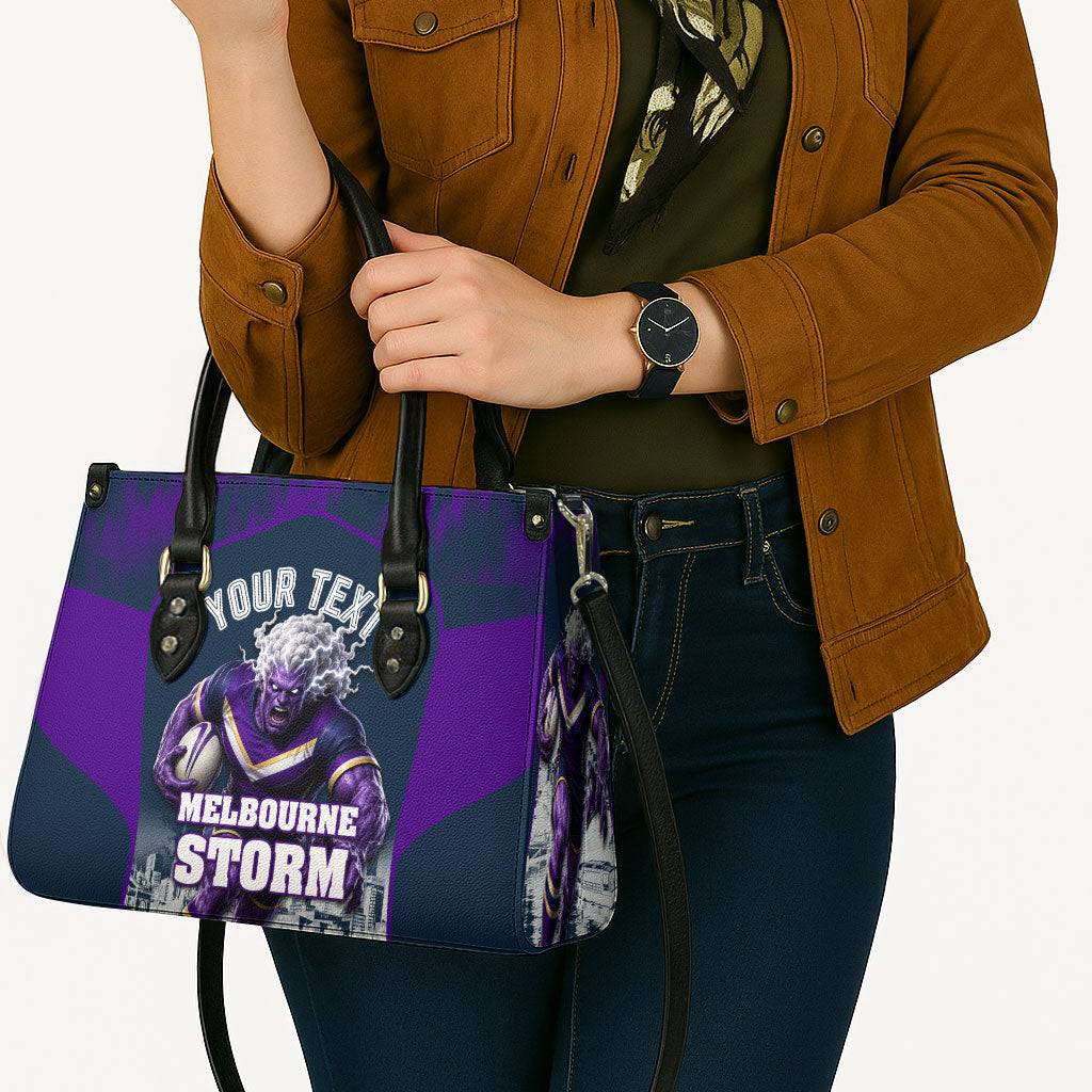 Personalised Sharks Rugby Leather Bag Storm Monster Mascot City Skyline 3D Graphic