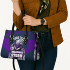 Personalised Sharks Rugby Leather Bag Storm Monster Mascot City Skyline 3D Graphic