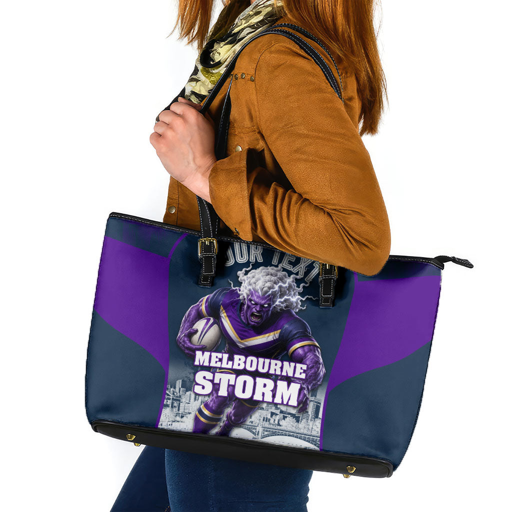 Personalised Sharks Rugby Leather Tote Bag Storm Monster Mascot City Skyline 3D Graphic