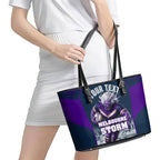 Personalised Sharks Rugby Leather Tote Bag Storm Monster Mascot City Skyline 3D Graphic