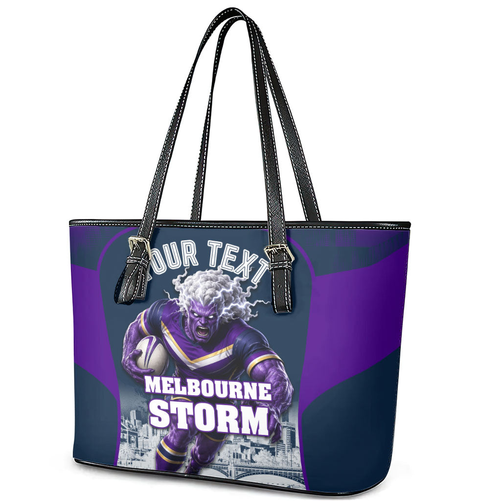 Personalised Sharks Rugby Leather Tote Bag Storm Monster Mascot City Skyline 3D Graphic