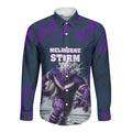 Personalised Sharks Rugby Long Sleeve Button Shirt Storm Monster Mascot City Skyline 3D Graphic