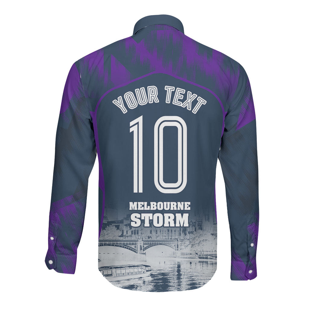Personalised Sharks Rugby Long Sleeve Button Shirt Storm Monster Mascot City Skyline 3D Graphic
