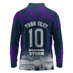 Personalised Sharks Rugby Long Sleeve Polo Shirt Storm Monster Mascot City Skyline 3D Graphic