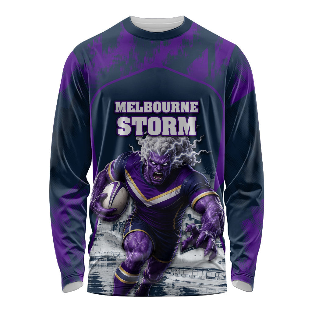Personalised Sharks Rugby Long Sleeve Shirt Storm Monster Mascot City Skyline 3D Graphic