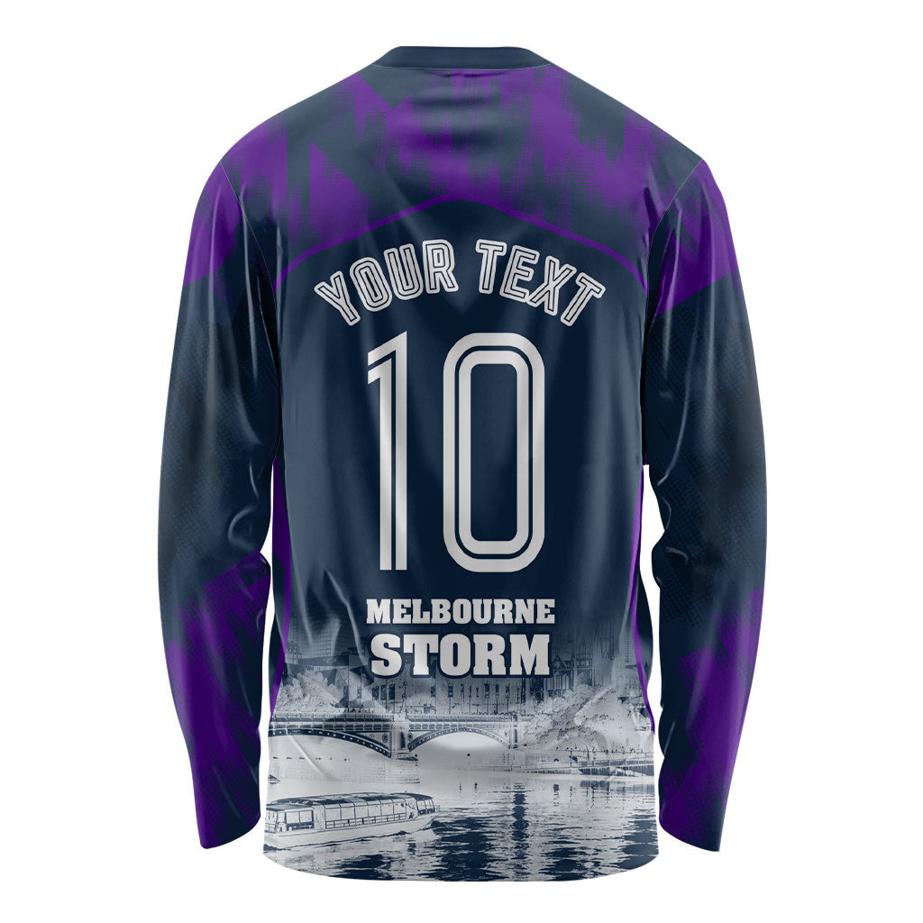 Personalised Sharks Rugby Long Sleeve Shirt Storm Monster Mascot City Skyline 3D Graphic