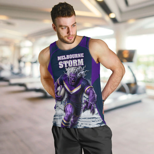 Personalised Sharks Rugby Men Tank Top Storm Monster Mascot City Skyline 3D Graphic
