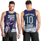 Personalised Sharks Rugby Men Tank Top Storm Monster Mascot City Skyline 3D Graphic