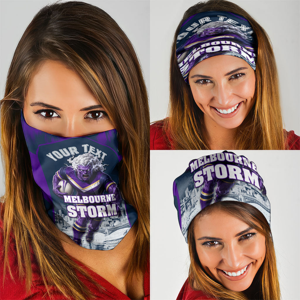 Personalised Sharks Rugby Neck Gaiter Storm Monster Mascot City Skyline 3D Graphic