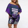 Personalised Sharks Rugby Off Shoulder Short Dress Storm Monster Mascot City Skyline 3D Graphic