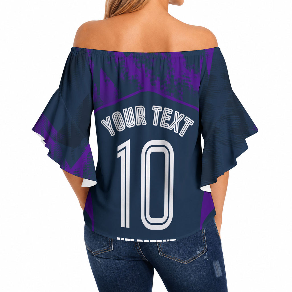 Personalised Sharks Rugby Off Shoulder Wrap Waist Top Storm Monster Mascot City Skyline 3D Graphic