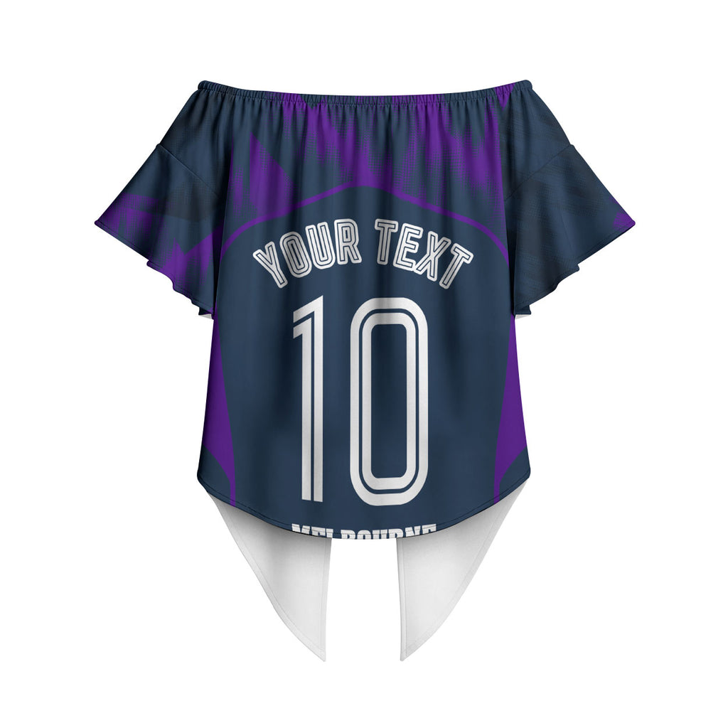 Personalised Sharks Rugby Off Shoulder Wrap Waist Top Storm Monster Mascot City Skyline 3D Graphic
