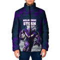 Personalised Sharks Rugby Padded Jacket Storm Monster Mascot City Skyline 3D Graphic