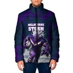 Personalised Sharks Rugby Padded Jacket Storm Monster Mascot City Skyline 3D Graphic