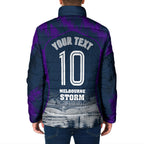 Personalised Sharks Rugby Padded Jacket Storm Monster Mascot City Skyline 3D Graphic