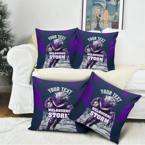 Personalised Sharks Rugby Pillow Cover Storm Monster Mascot City Skyline 3D Graphic