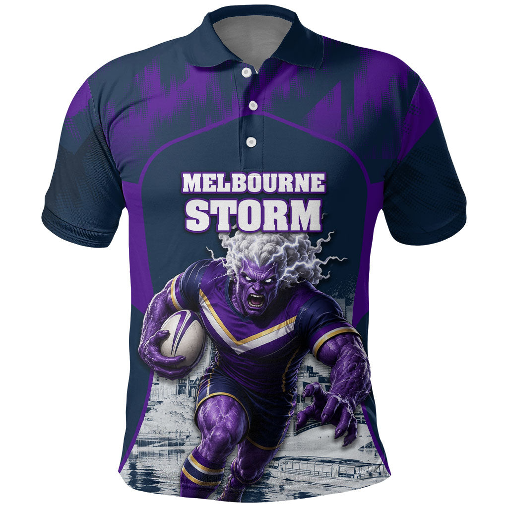 Personalised Sharks Rugby Polo Shirt Storm Monster Mascot City Skyline 3D Graphic