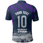 Personalised Sharks Rugby Polo Shirt Storm Monster Mascot City Skyline 3D Graphic