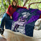 Personalised Sharks Rugby Quilt Storm Monster Mascot City Skyline 3D Graphic