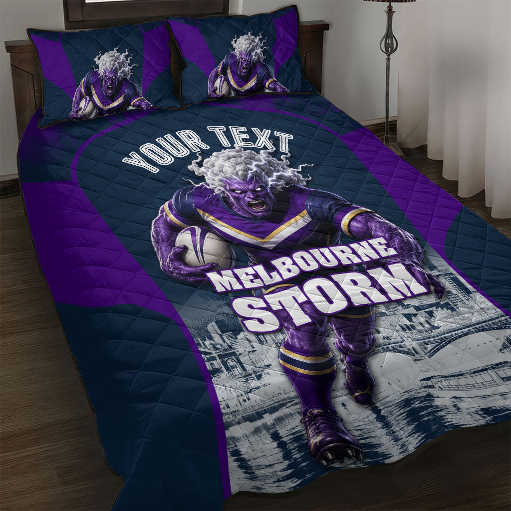 Personalised Sharks Rugby Quilt Bed Set Storm Monster Mascot City Skyline 3D Graphic