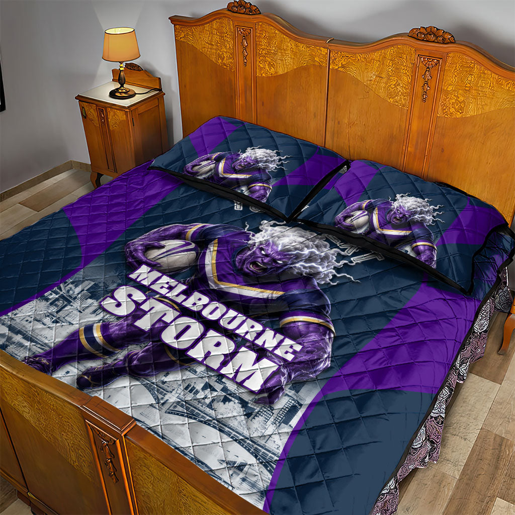 Personalised Sharks Rugby Quilt Bed Set Storm Monster Mascot City Skyline 3D Graphic