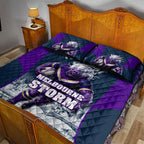 Personalised Sharks Rugby Quilt Bed Set Storm Monster Mascot City Skyline 3D Graphic
