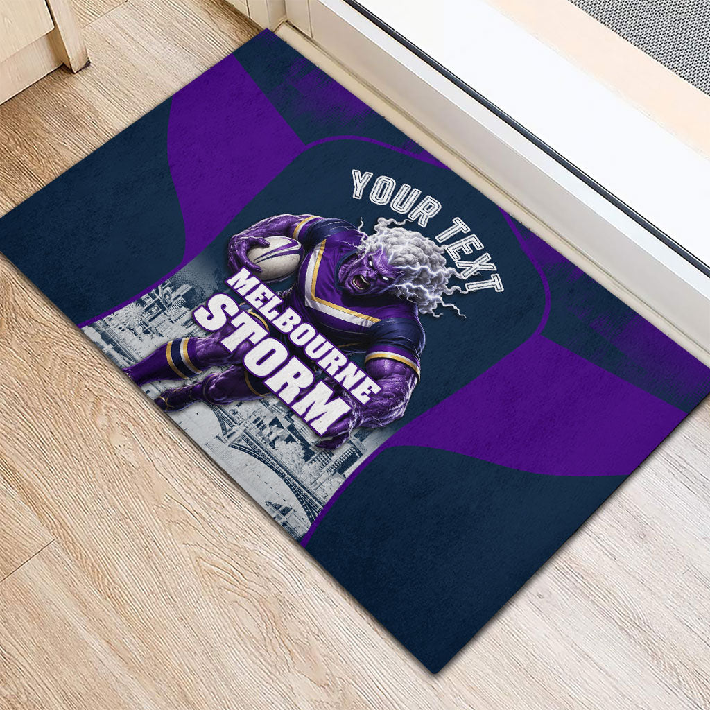 Personalised Sharks Rugby Rubber Doormat Storm Monster Mascot City Skyline 3D Graphic