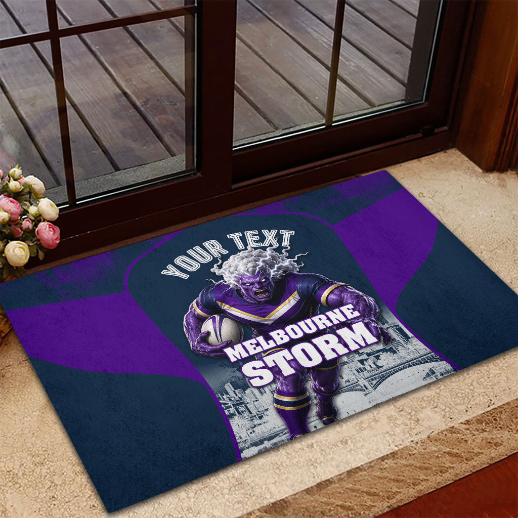 Personalised Sharks Rugby Rubber Doormat Storm Monster Mascot City Skyline 3D Graphic