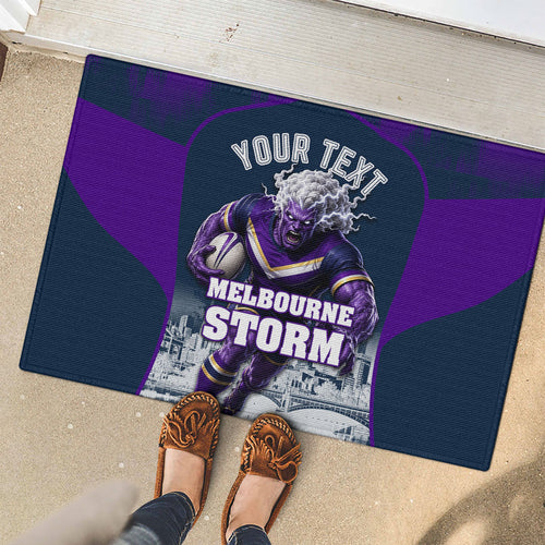 Personalised Sharks Rugby Rubber Doormat Storm Monster Mascot City Skyline 3D Graphic