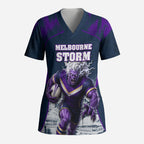 Personalised Sharks Rugby Scrub Top Storm Monster Mascot City Skyline 3D Graphic