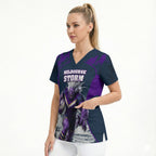 Personalised Sharks Rugby Scrub Top Storm Monster Mascot City Skyline 3D Graphic
