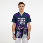 Personalised Sharks Rugby Scrub Top Storm Monster Mascot City Skyline 3D Graphic