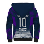 Personalised Sharks Rugby Sherpa Hoodie Storm Monster Mascot City Skyline 3D Graphic