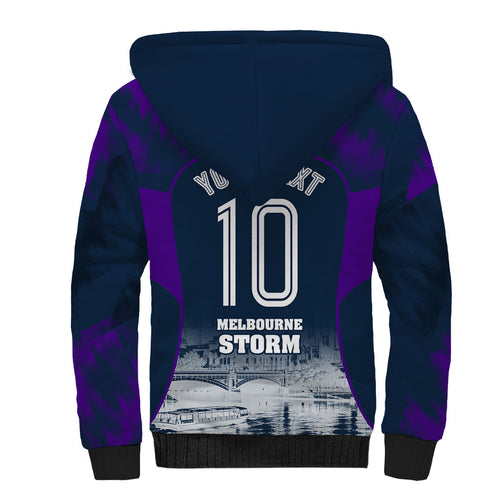 Personalised Sharks Rugby Sherpa Hoodie Storm Monster Mascot City Skyline 3D Graphic