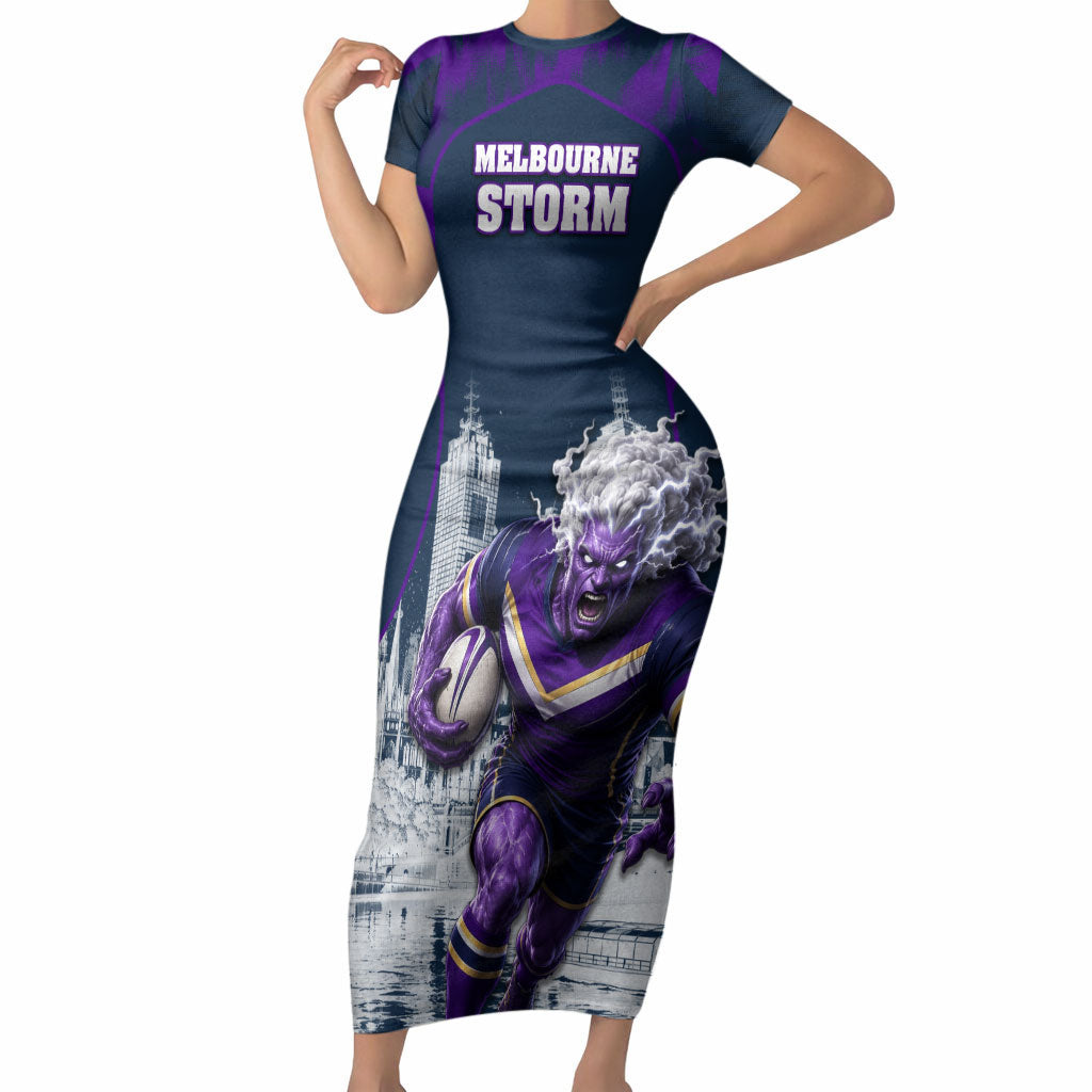 Personalised Sharks Rugby Short Sleeve Bodycon Dress Storm Monster Mascot City Skyline 3D Graphic