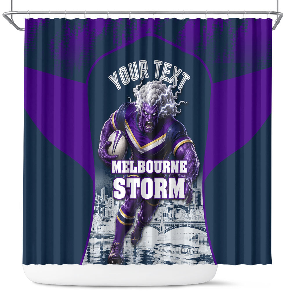 Personalised Sharks Rugby Shower Curtain Storm Monster Mascot City Skyline 3D Graphic