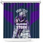 Personalised Sharks Rugby Shower Curtain Storm Monster Mascot City Skyline 3D Graphic