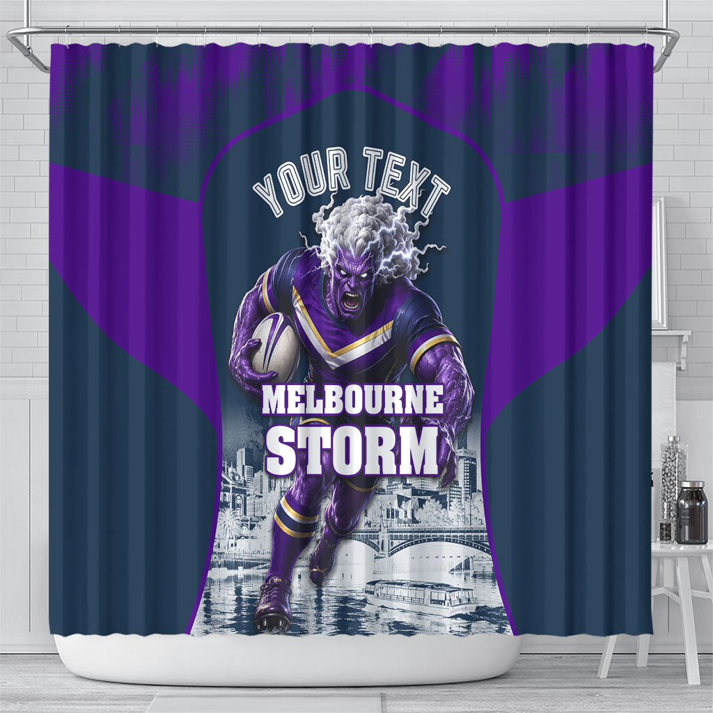 Personalised Sharks Rugby Shower Curtain Storm Monster Mascot City Skyline 3D Graphic