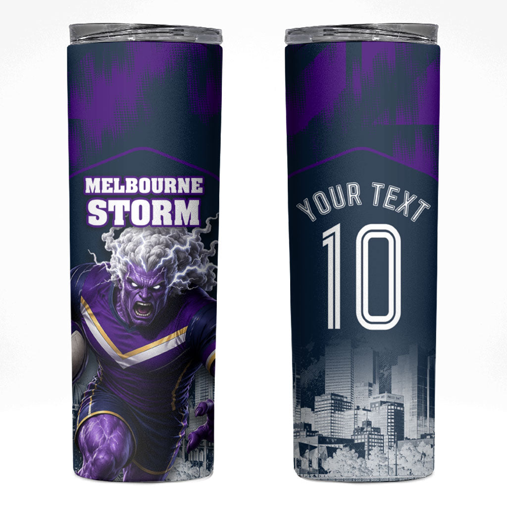 Personalised Sharks Rugby Skinny Tumbler Storm Monster Mascot City Skyline 3D Graphic