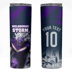 Personalised Sharks Rugby Skinny Tumbler Storm Monster Mascot City Skyline 3D Graphic