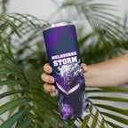 Personalised Sharks Rugby Skinny Tumbler Storm Monster Mascot City Skyline 3D Graphic