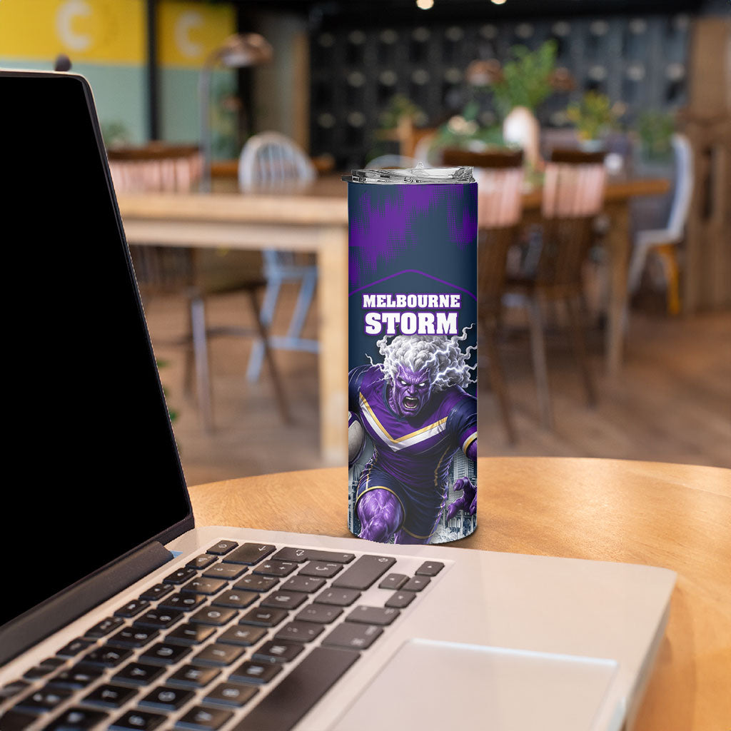 Personalised Sharks Rugby Skinny Tumbler Storm Monster Mascot City Skyline 3D Graphic