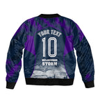 Personalised Sharks Rugby Sleeve Zip Bomber Jacket Storm Monster Mascot City Skyline 3D Graphic