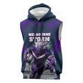 Personalised Sharks Rugby Sleeveless Hoodie Storm Monster Mascot City Skyline 3D Graphic