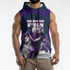 Personalised Sharks Rugby Sleeveless Hoodie Storm Monster Mascot City Skyline 3D Graphic